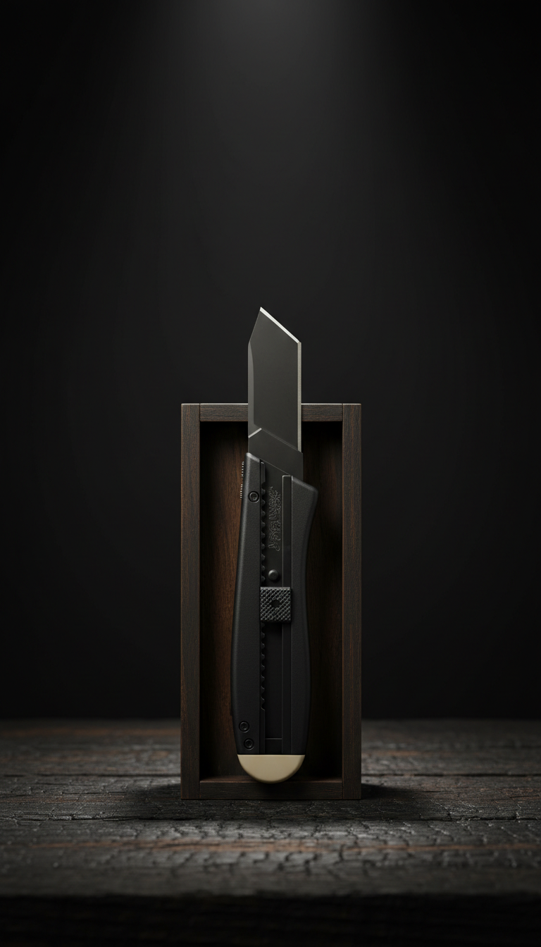 Matte-Black Utility Knife In Wood Box