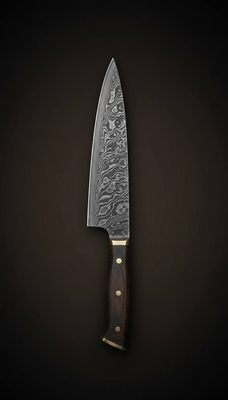 Damascus Chef's Knife With Laser Engraving